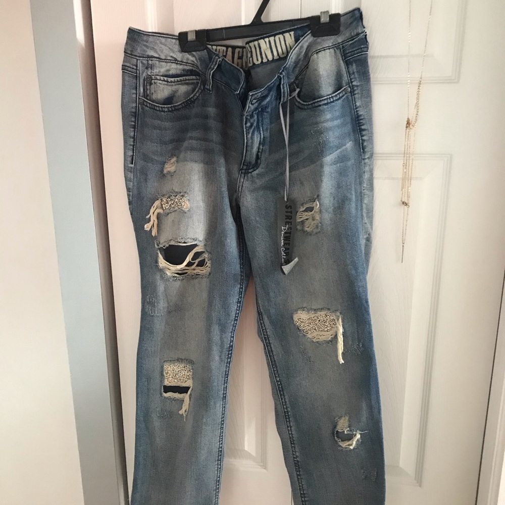 BNWT blue jeans 11 size Vintage Reunion jeans  stretchy over size